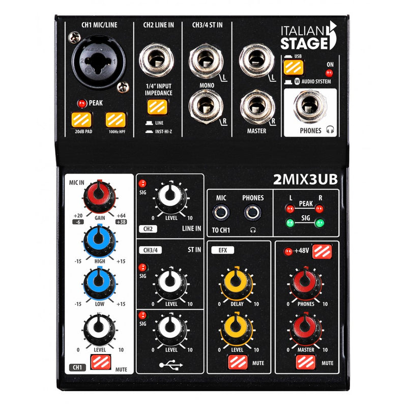 Mixer Estéreo Compacto Italian Stage 2MIX3 UB con USB