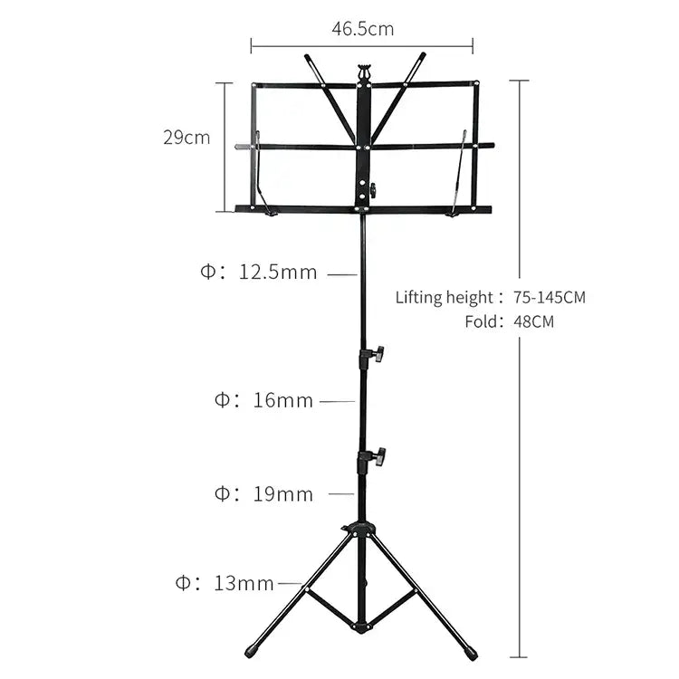 Atril Para Partituras Robusto Hebikuo PA210 Plegable Con Estuche