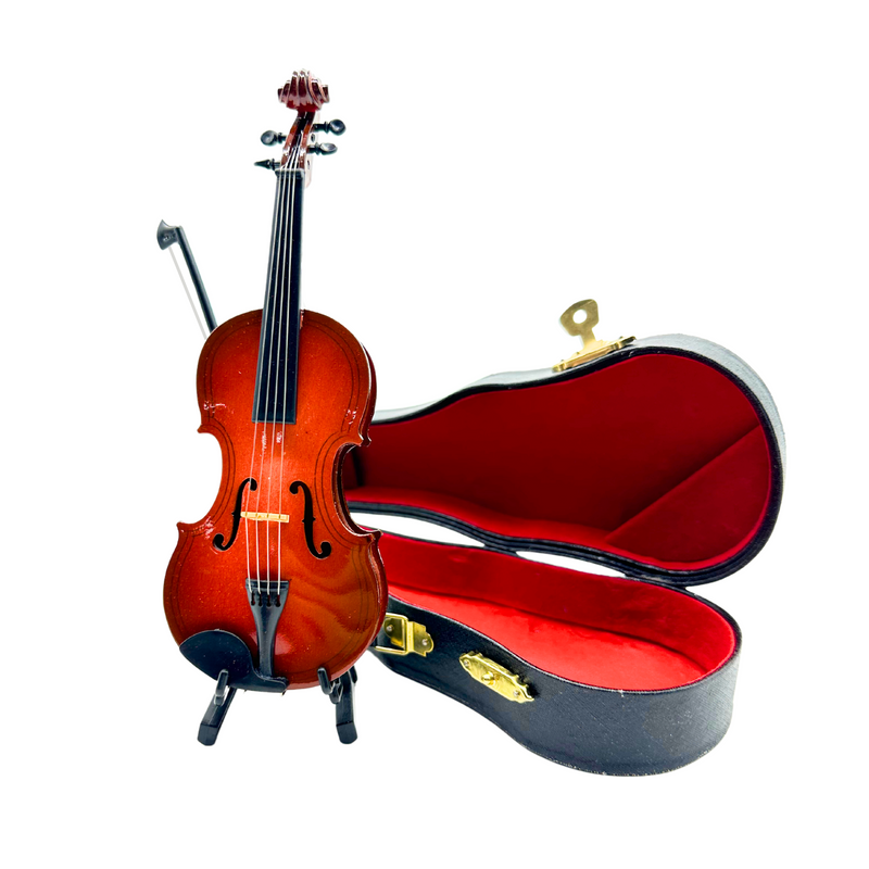 Violín Pequeño Decorativo Con Estuche y Base