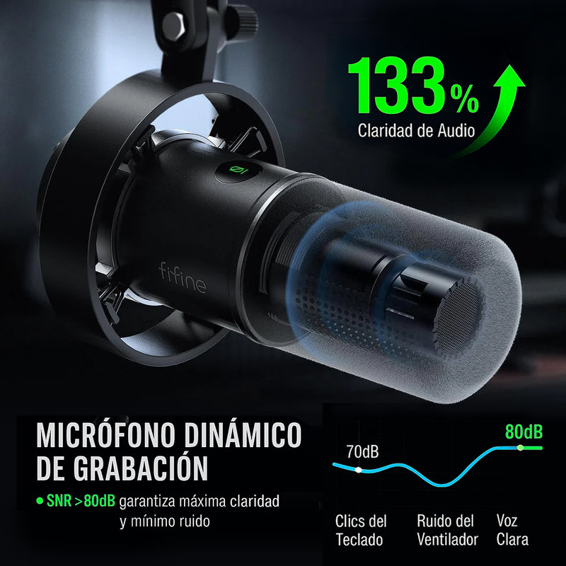 Micrófono Dinamico Fifine K688  USB Para de Estudio o Gaming