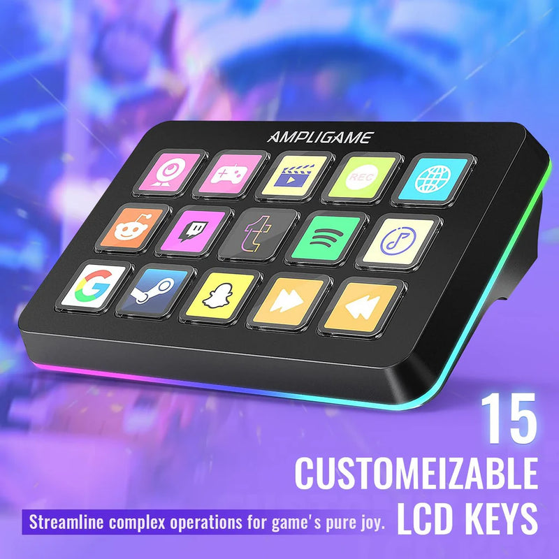 Controlador Streamdeck / Teclado Fifine AmpliGame de Transmisión Con 15 Teclas