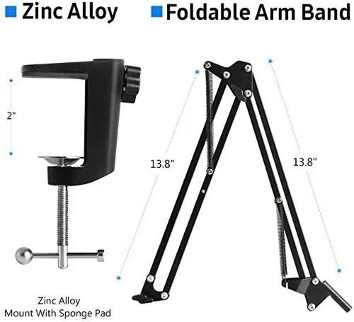 Kit Base Para Micrófono De Mesa Tijera Con Filtro Antipop