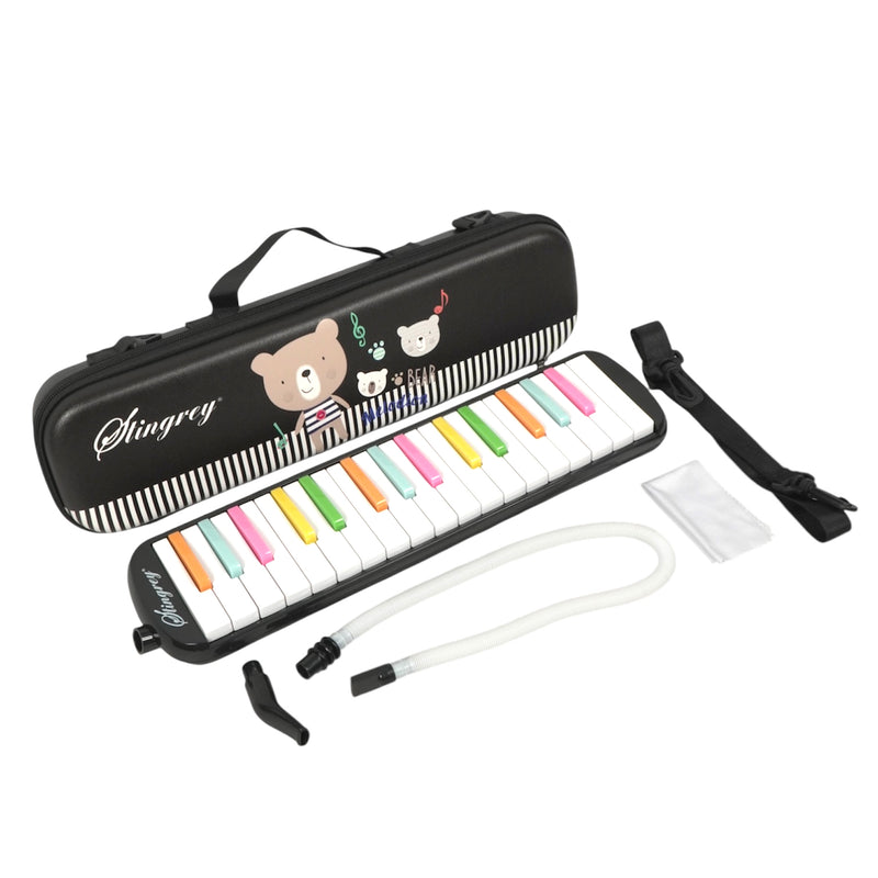 Melódica 32 Teclas Stingrey De Colores Con Estuche Ilustrado Y Accesorios