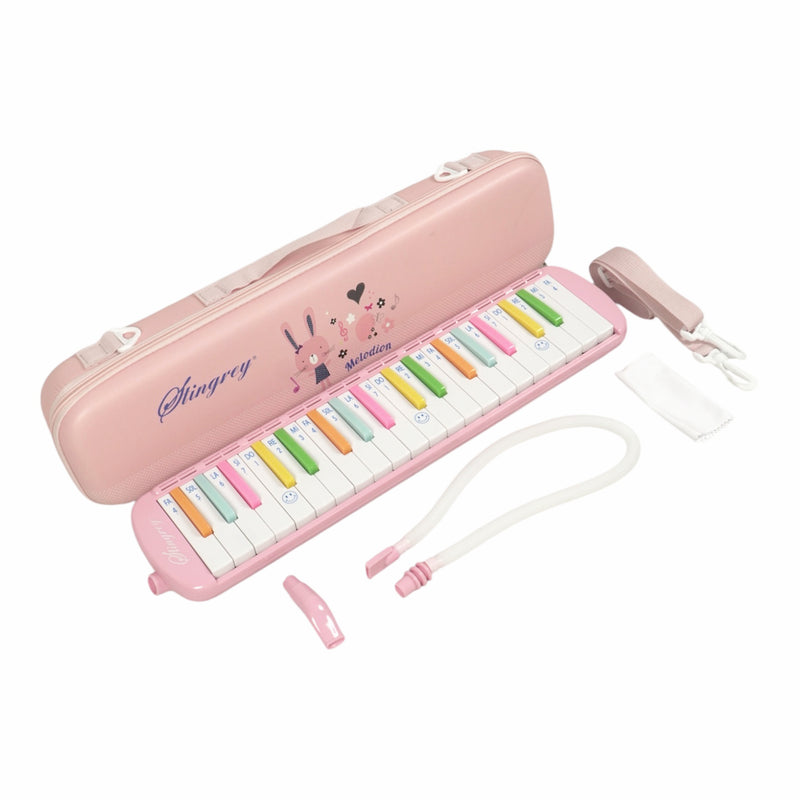 Melódica 37 Teclas Stingrey De Colores Con Estuche Ilustrado Y Accesorios