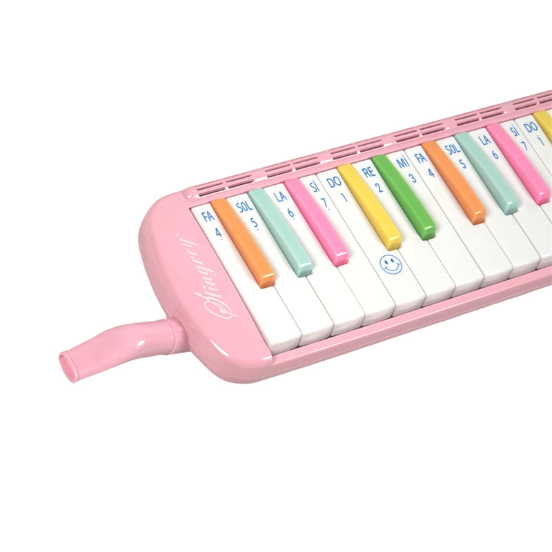 Melódica 37 Teclas Stingrey De Colores Con Estuche Ilustrado Y Accesorios