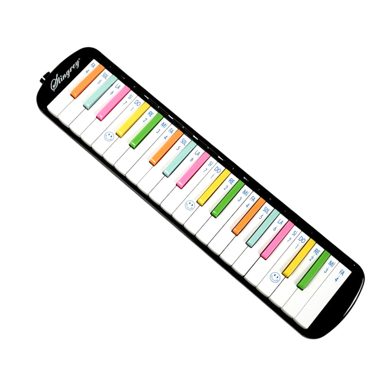 Melódica 37 Teclas Stingrey De Colores Con Estuche Ilustrado Y Accesorios