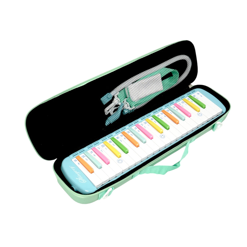 Melódica 37 Teclas Stingrey De Colores Con Estuche Ilustrado Y Accesorios