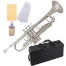 Trompeta Plateada + Estuche + Boquilla + Guantes + Paño