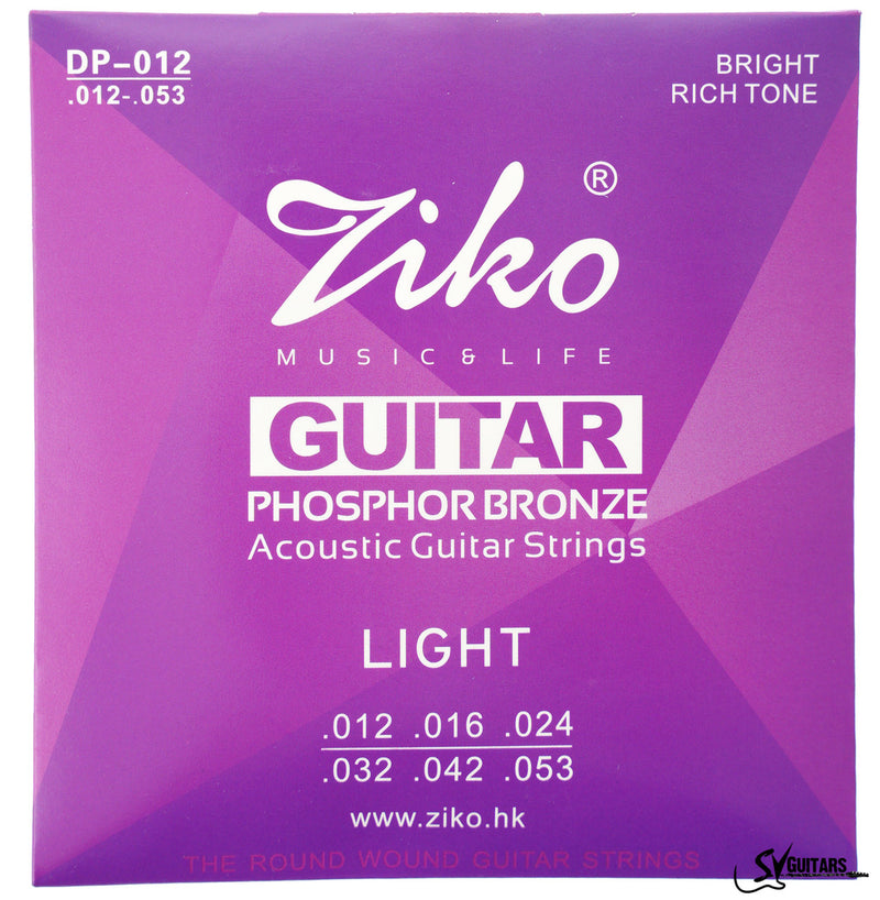 Encordado Para Guitarra Acústica En Bronce Fosforado Ziko DP-012