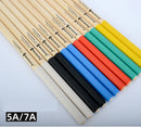 Baquetas Antideslizantes 5A-7A En Punta De Madera y Múltiples Colores