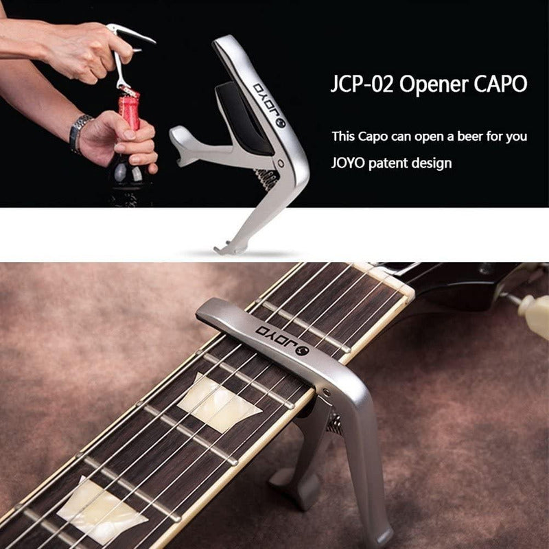 Capodastro Para Guitarra Joyo Plateado Jcp-02 Con Destapador