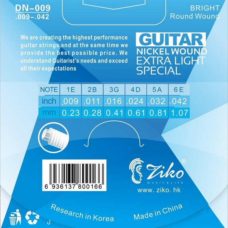 Encordado Para Guitarra Eléctrica Ziko DN-009 (009-042)